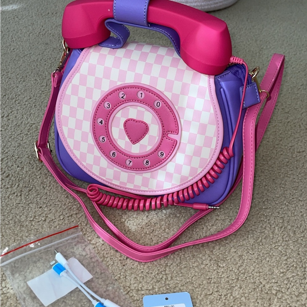 Chic Retro Phone Handbag in Pink and Purple - Picture 6 of 7